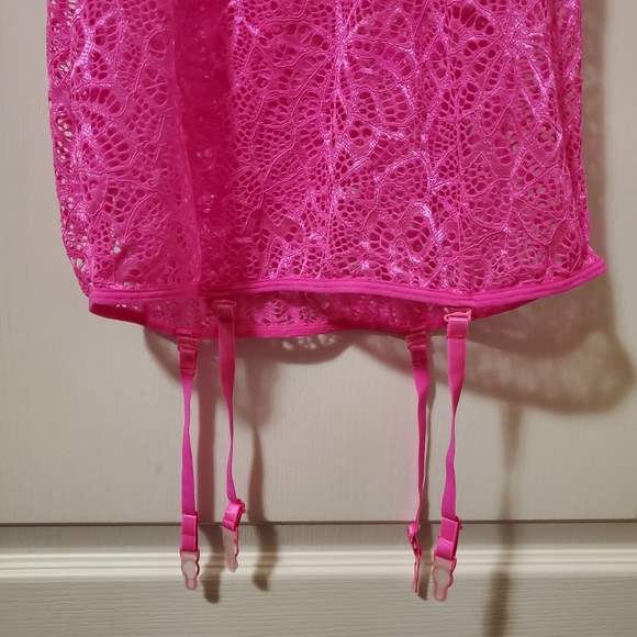 Dreamgirl Mosaic Lace Garter Slip w/ Thong Pink (Size M) - Picture 15 of 16